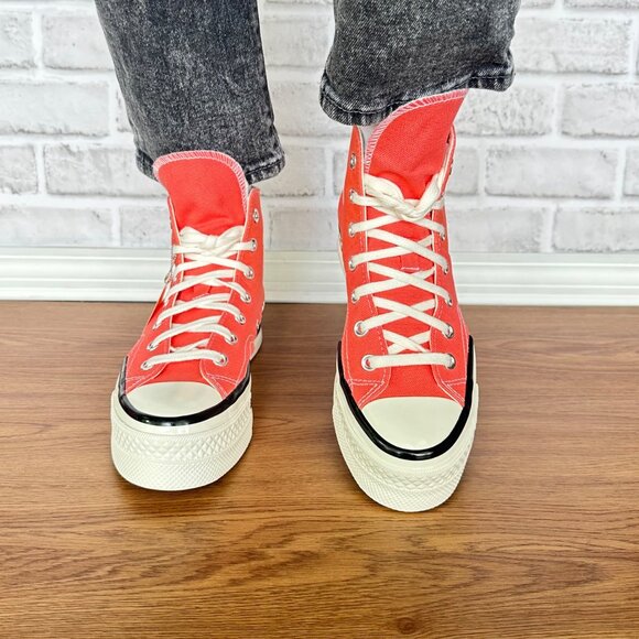 ❤️Converse Chuck 70 Plus Hi Top Platform Sz 7 Women Shoes Orange Sneaker A06432C - Picture 5 of 12